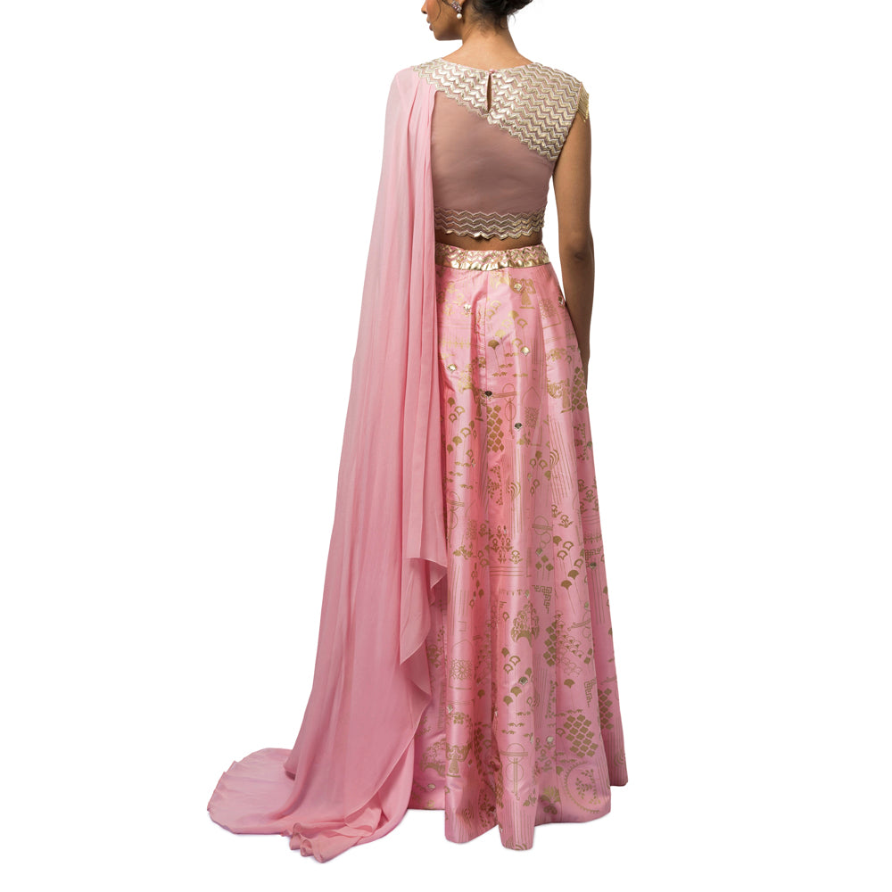 Embroidered Draped Lehenga