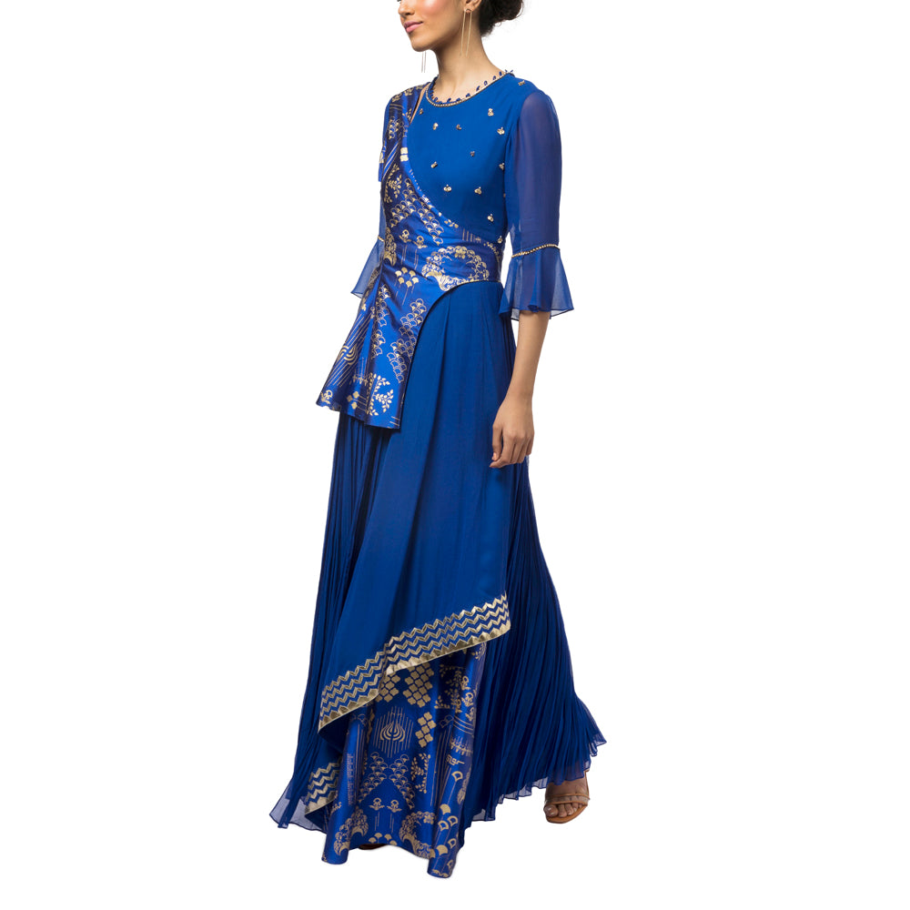 Embroidered Peplum Gown