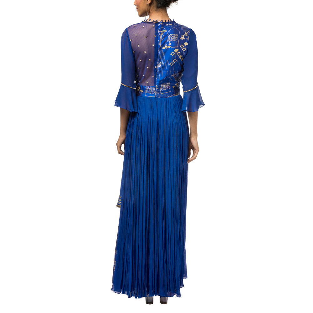 Embroidered Peplum Gown