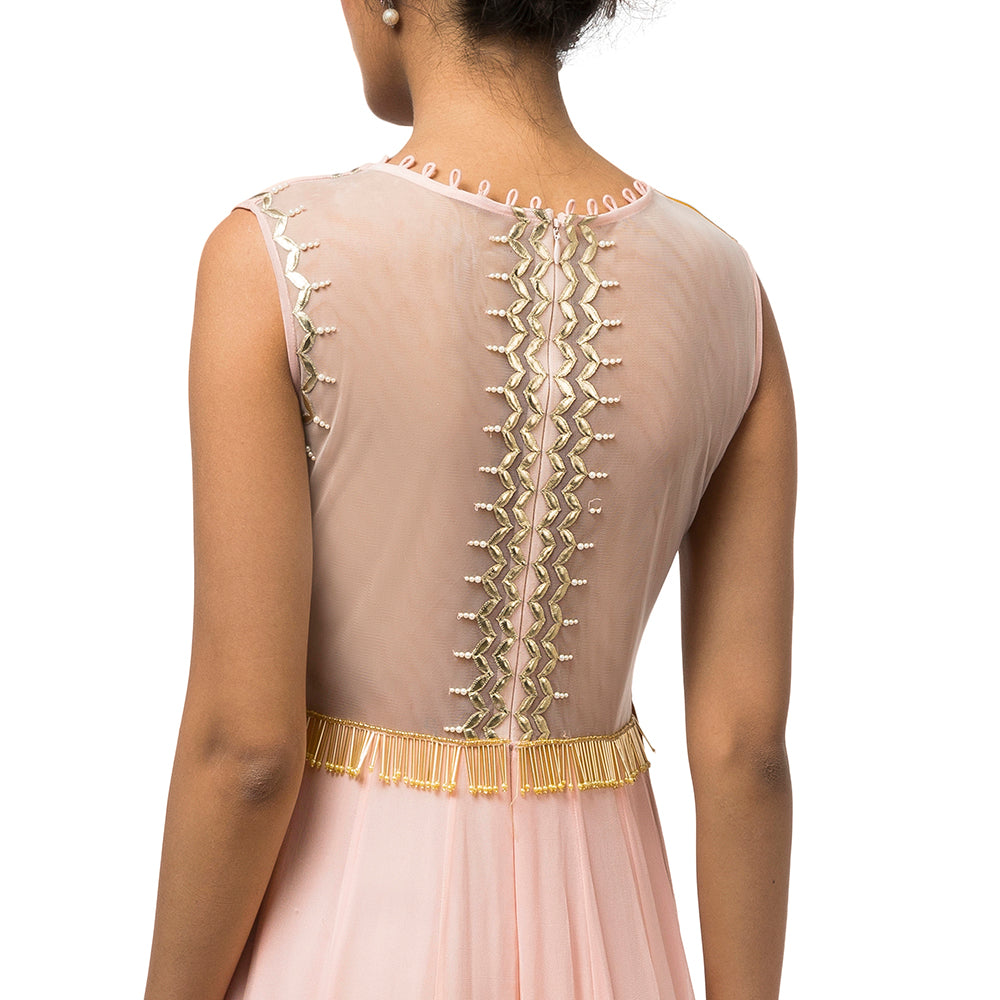 Embroidered and Printed Asymmetrical Kurta with Churidar