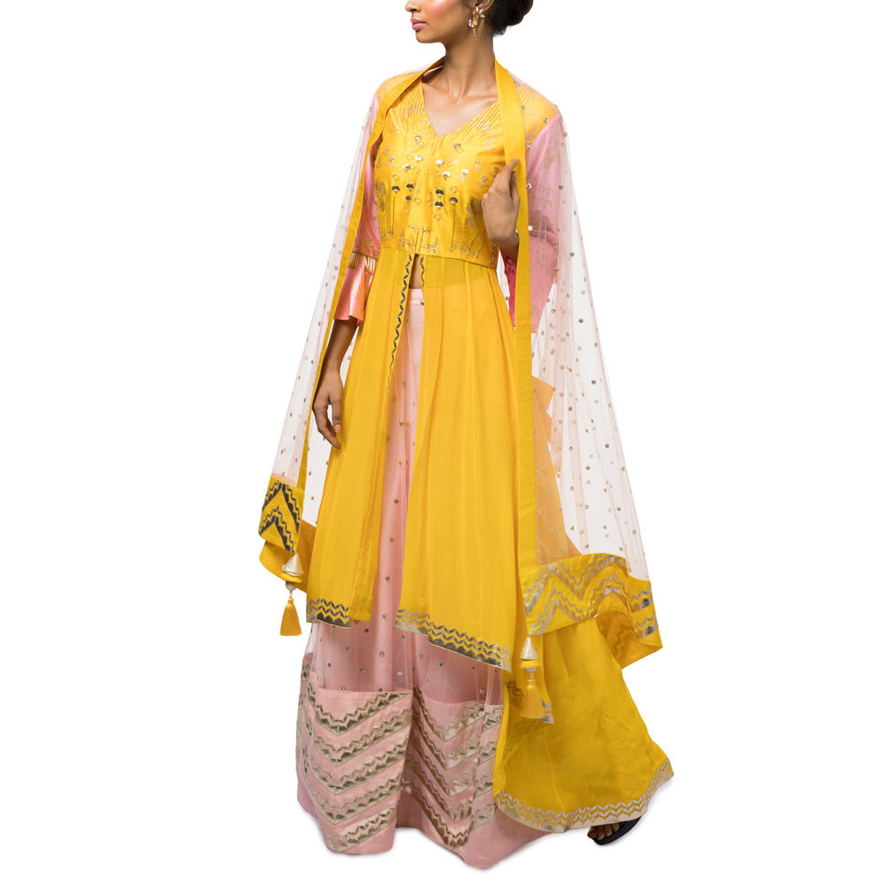 Embroidered Anarkali with Lehenga Skirt and Dupatta