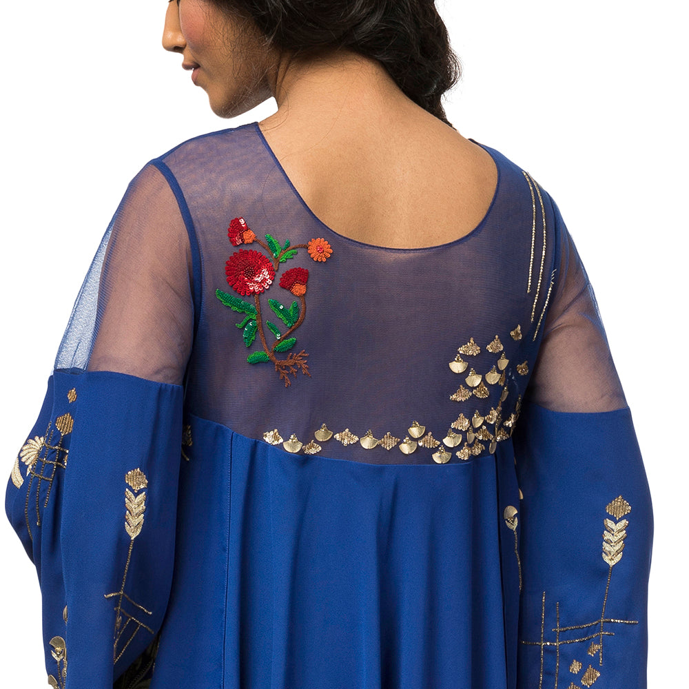 Embroidered Cape Gown
