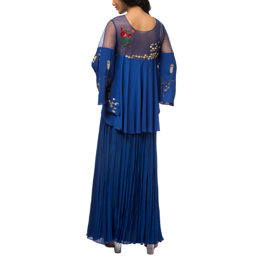 Embroidered Cape Gown