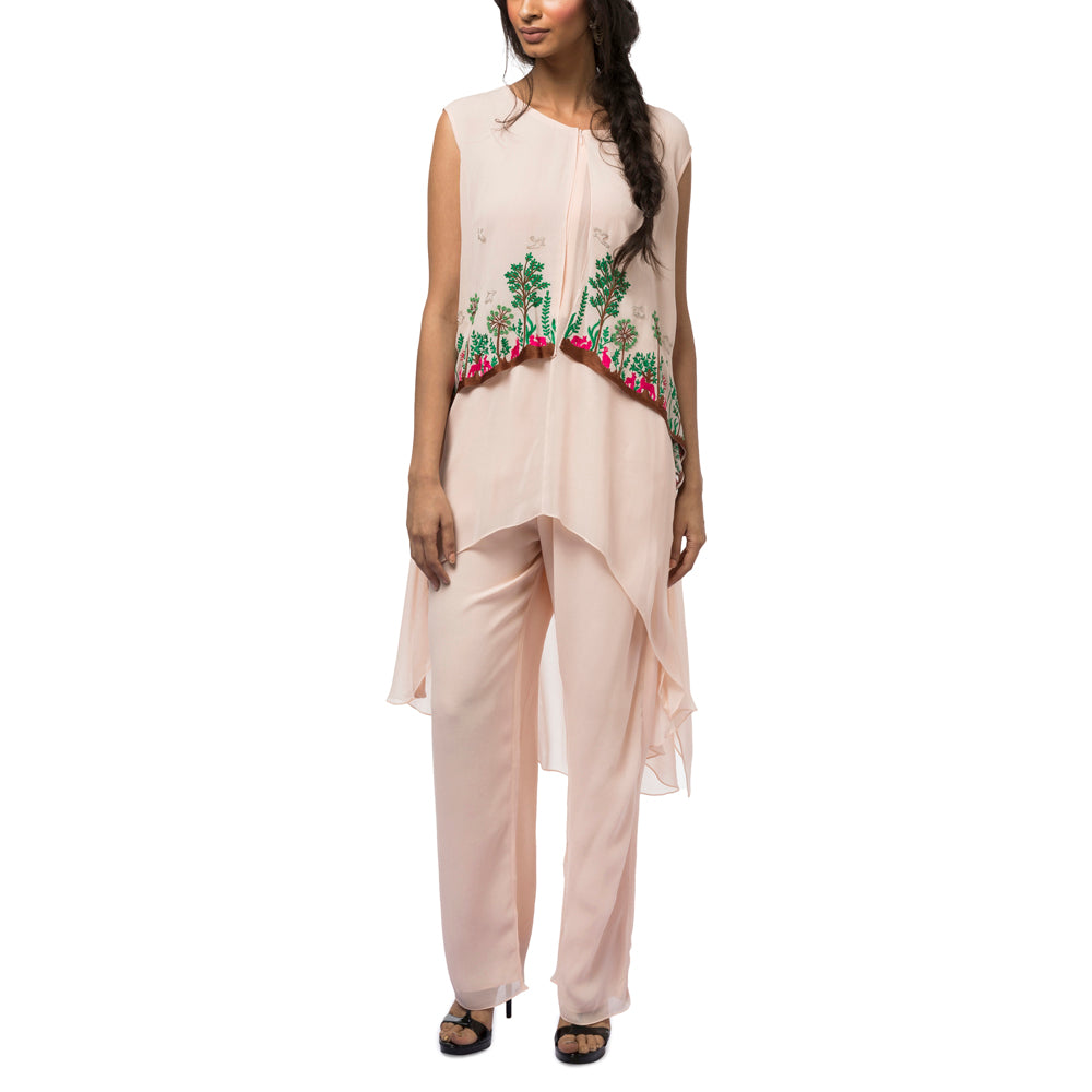 Embroidered Layered Tunic with Pants