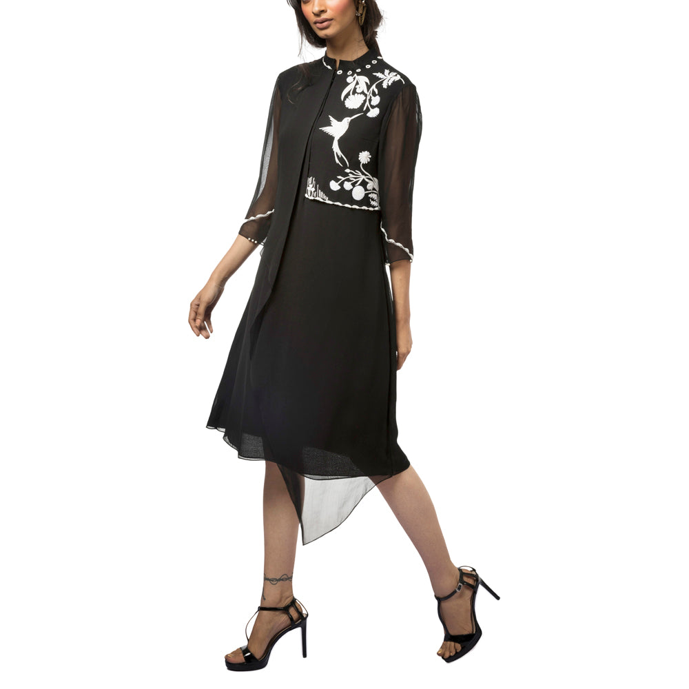 Embroidered Overlap Dress
