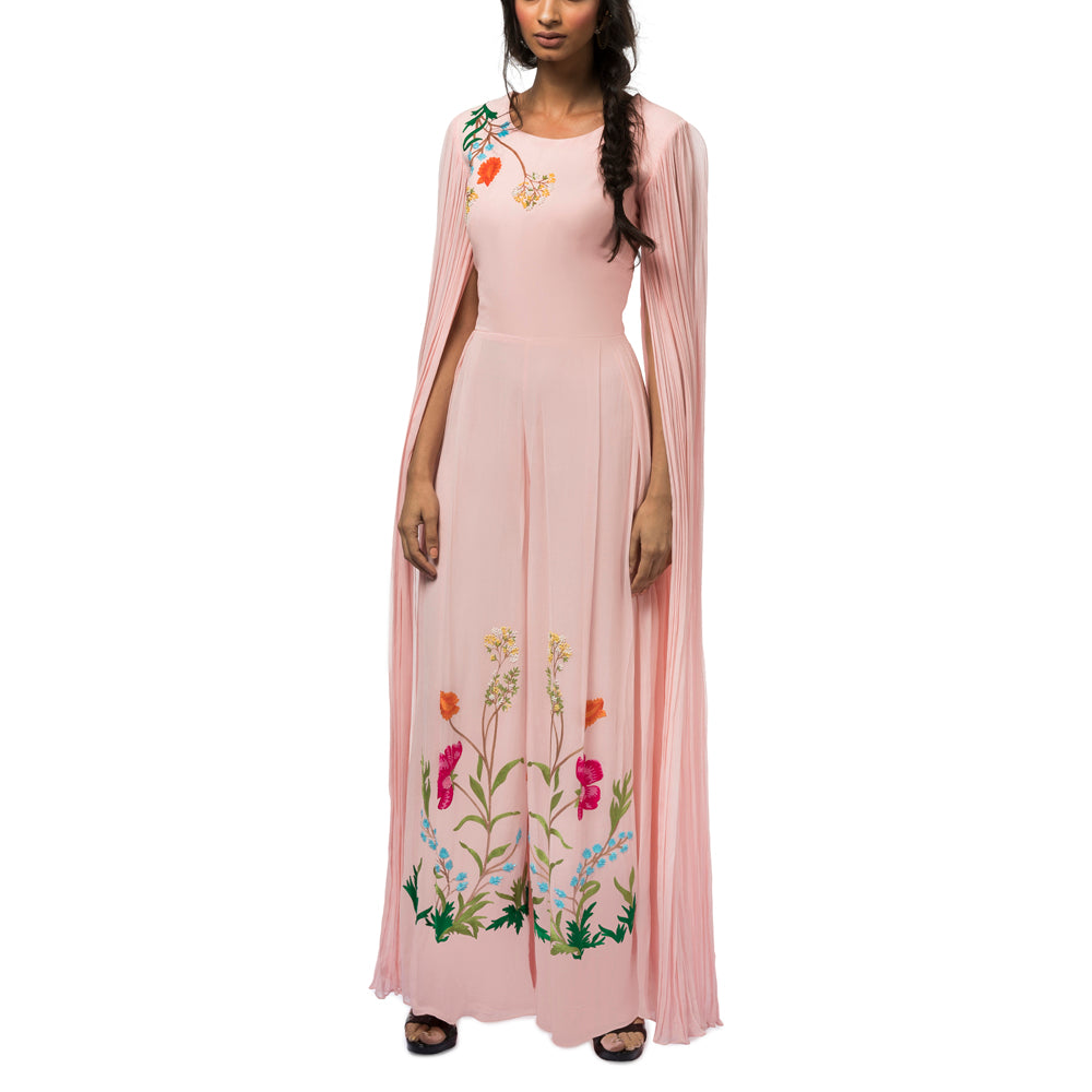 Embroidered Jumpsuit with  Exaggerated Sleeves