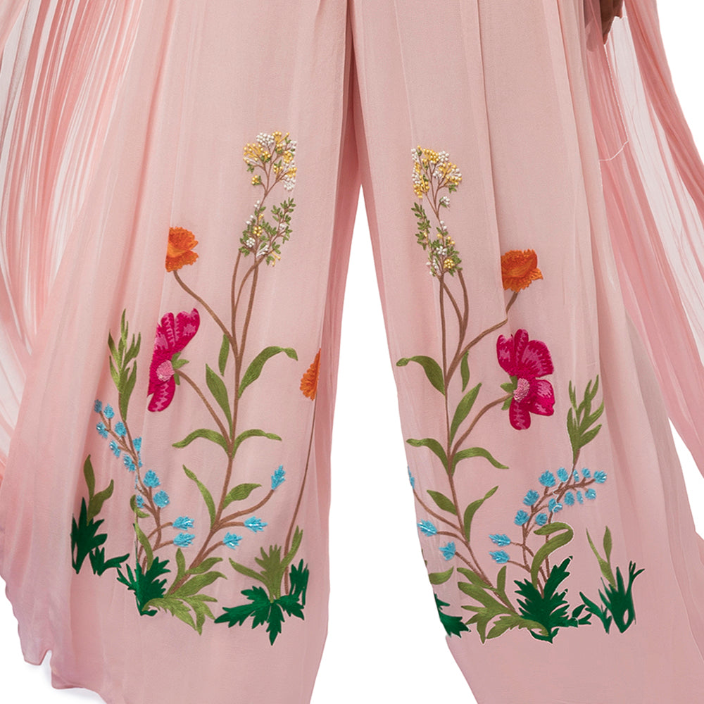 Embroidered Jumpsuit with  Exaggerated Sleeves