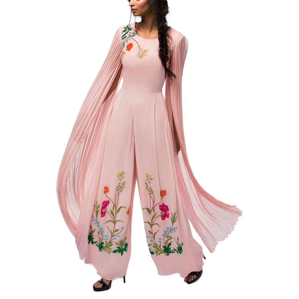 Embroidered Jumpsuit with  Exaggerated Sleeves