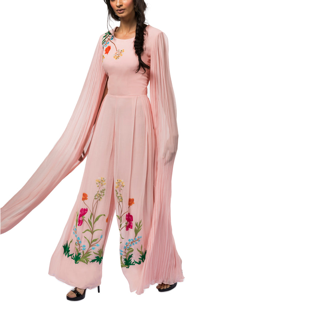 Embroidered Jumpsuit with  Exaggerated Sleeves