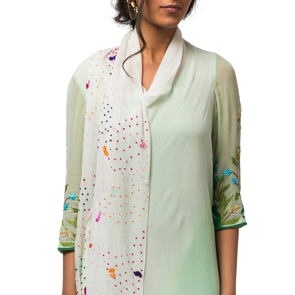 Embroidered Draped Tunic with Churidar