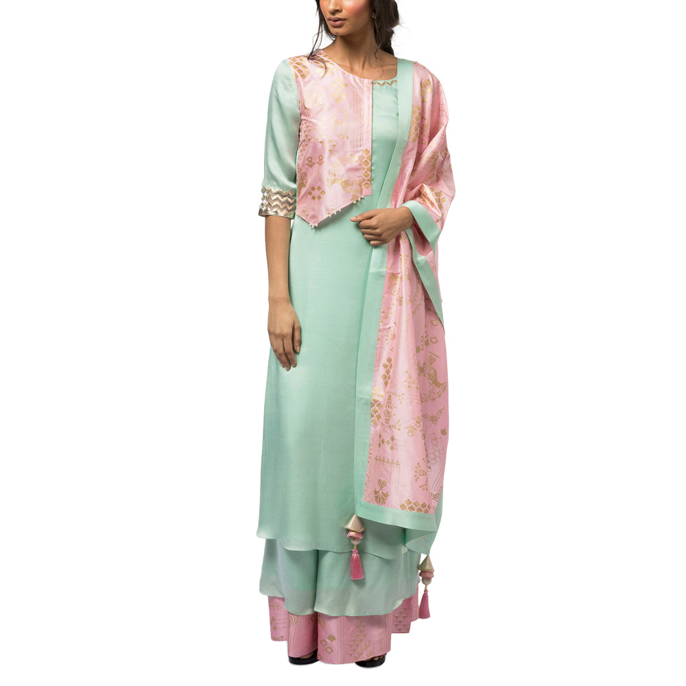 Embroidered Layered Kurta Set