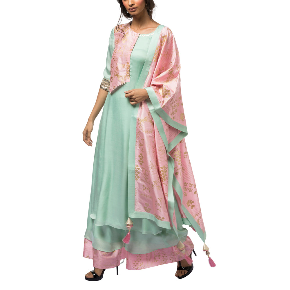 Embroidered Layered Kurta Set