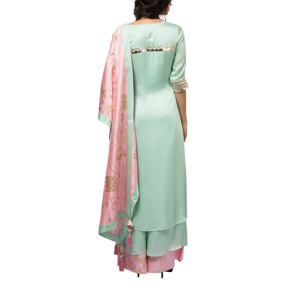 Embroidered Layered Kurta Set