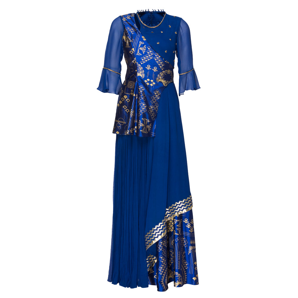 Embroidered Peplum Gown