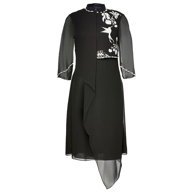 Embroidered Overlap Dress