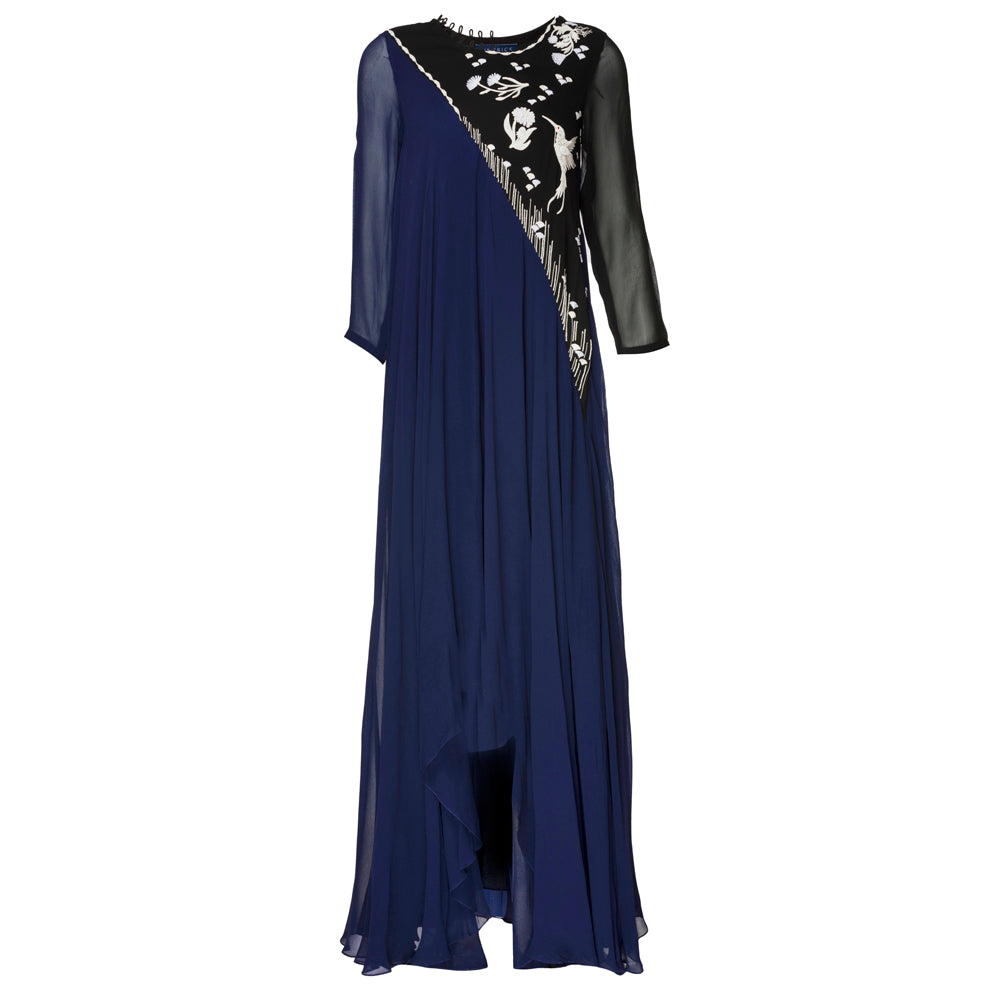 Asymmetrical Embroidered Panel Dress