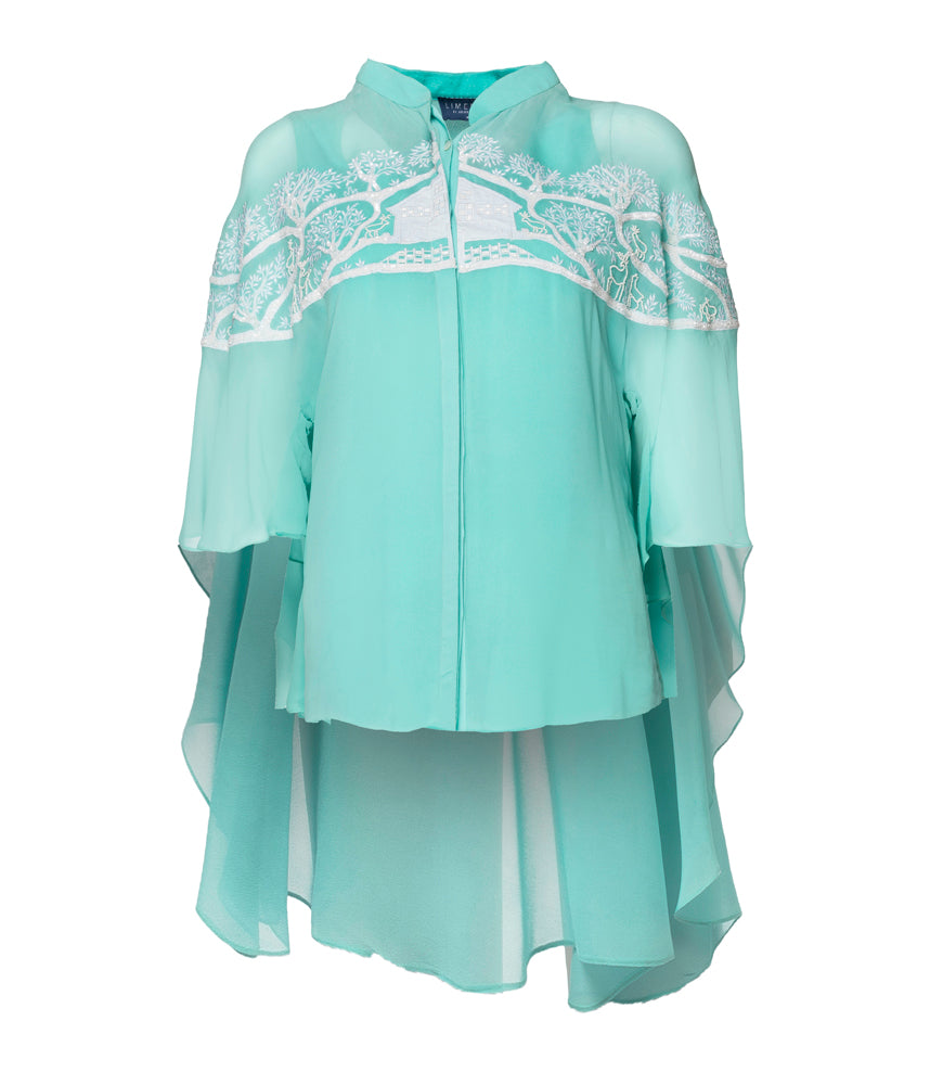Embroidered Cape Sleeved Tunic