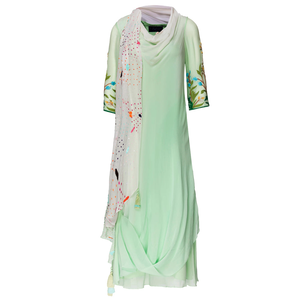 Embroidered Draped Tunic with Churidar