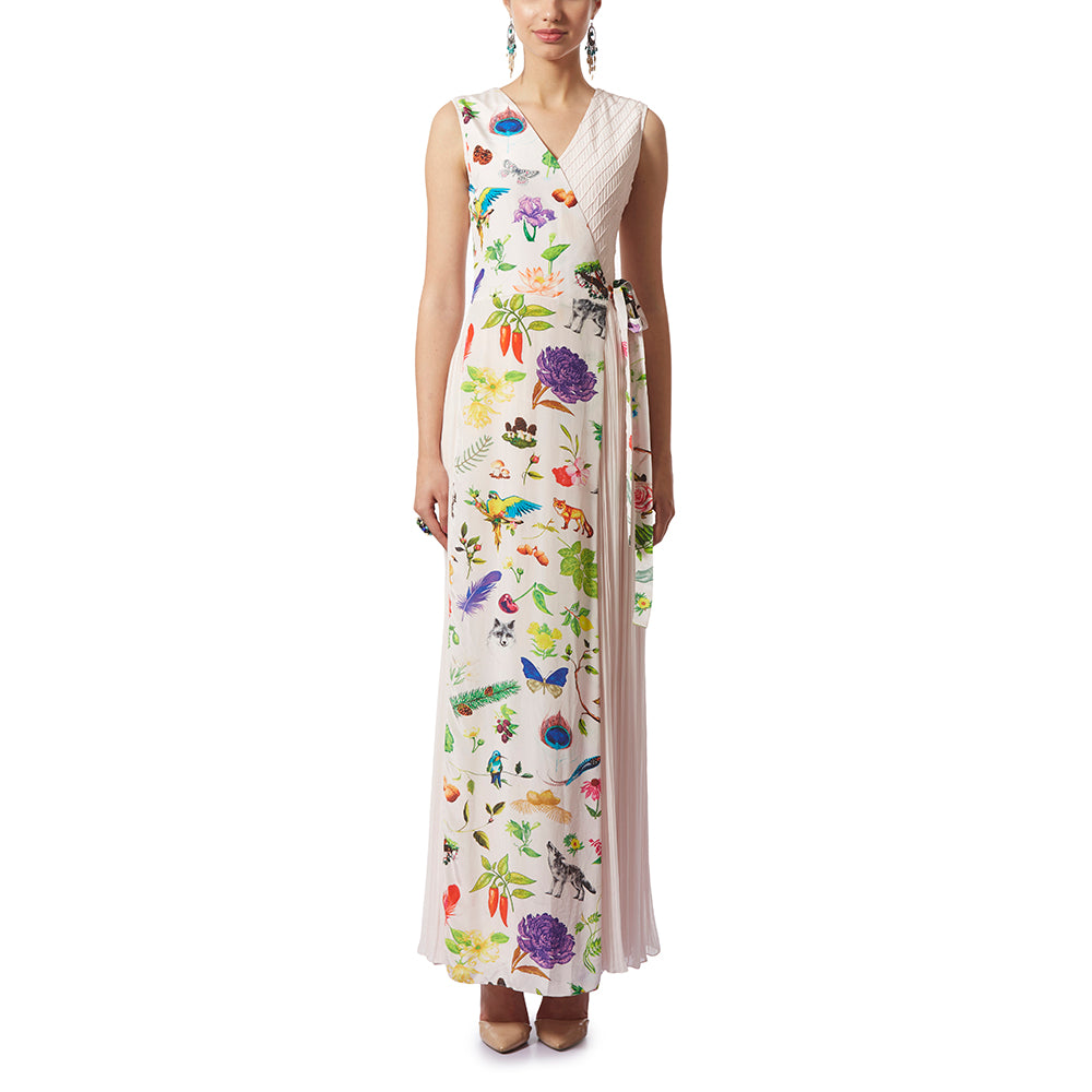 Wrap-Effect Jumpsuit with Pintucks