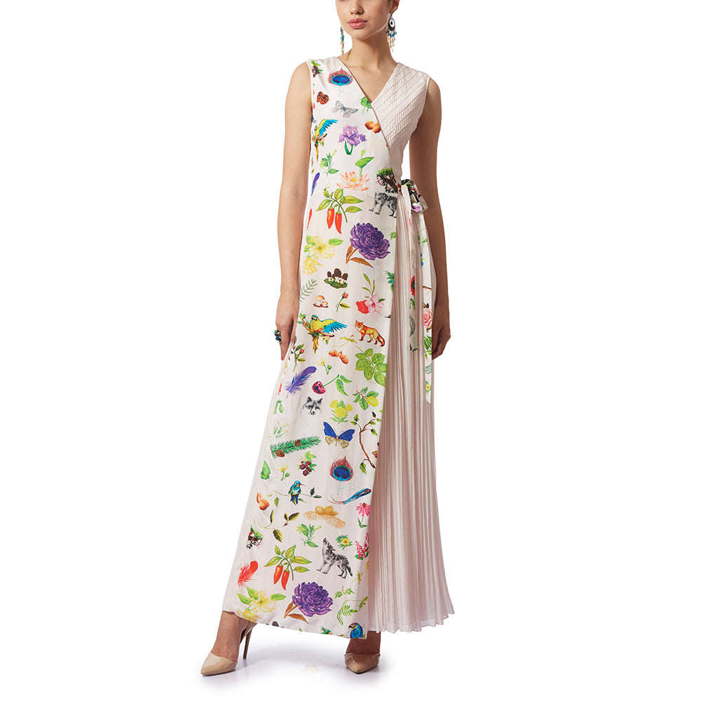 Wrap-Effect Jumpsuit with Pintucks