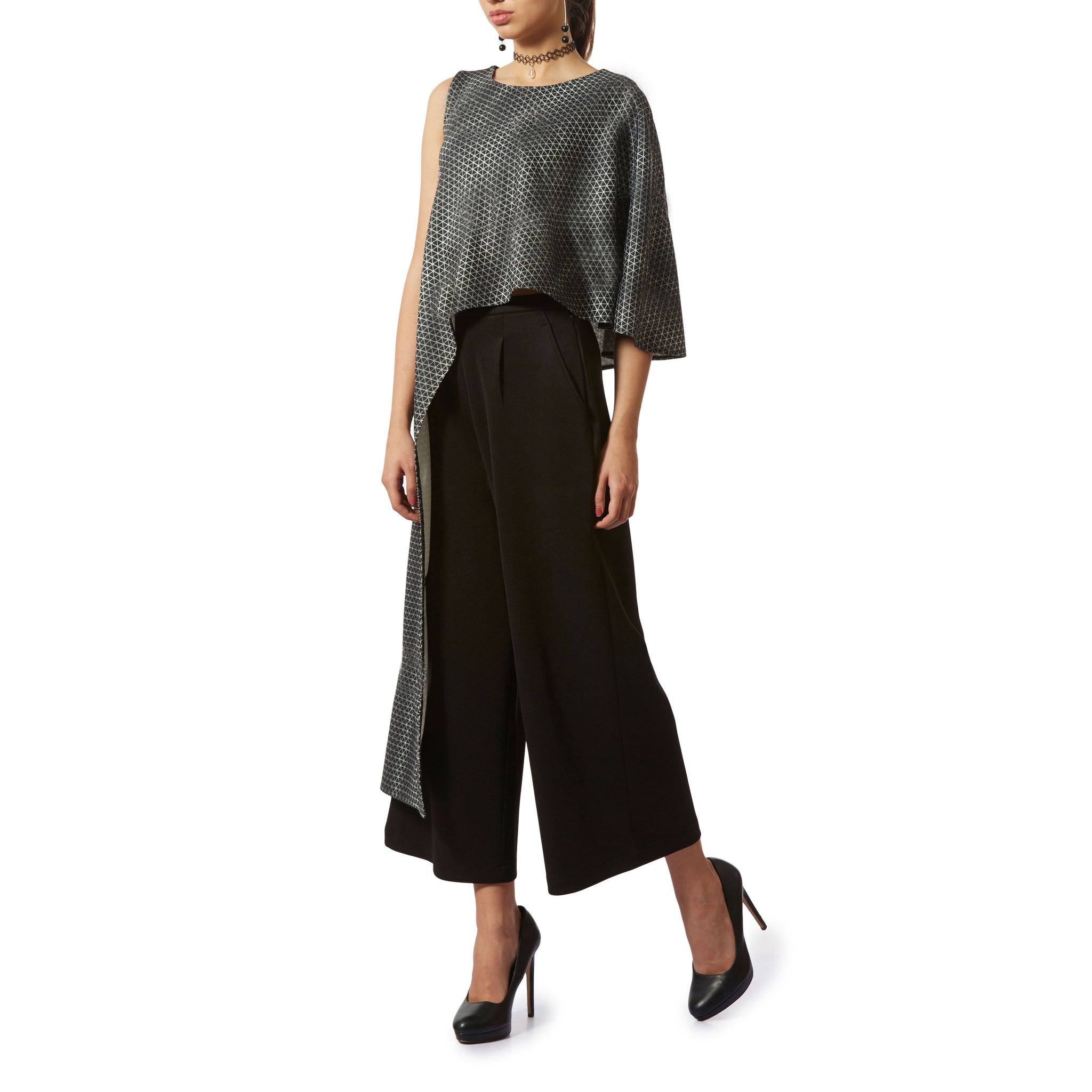 Asymmetrical top with Flared Pants
