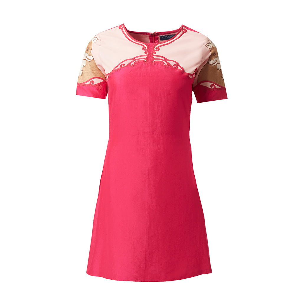 Embroidered Colour Block Dress