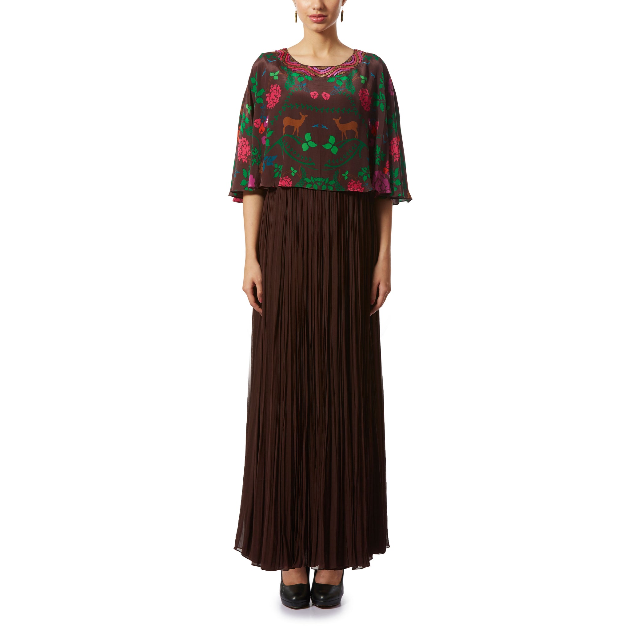 Sequins Embroidered Cape Dress
