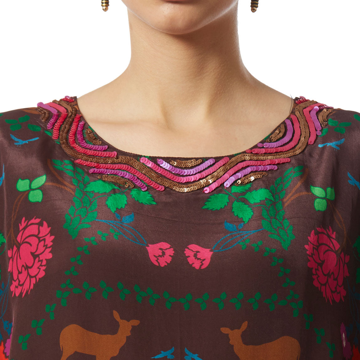 Sequins Embroidered Cape Dress