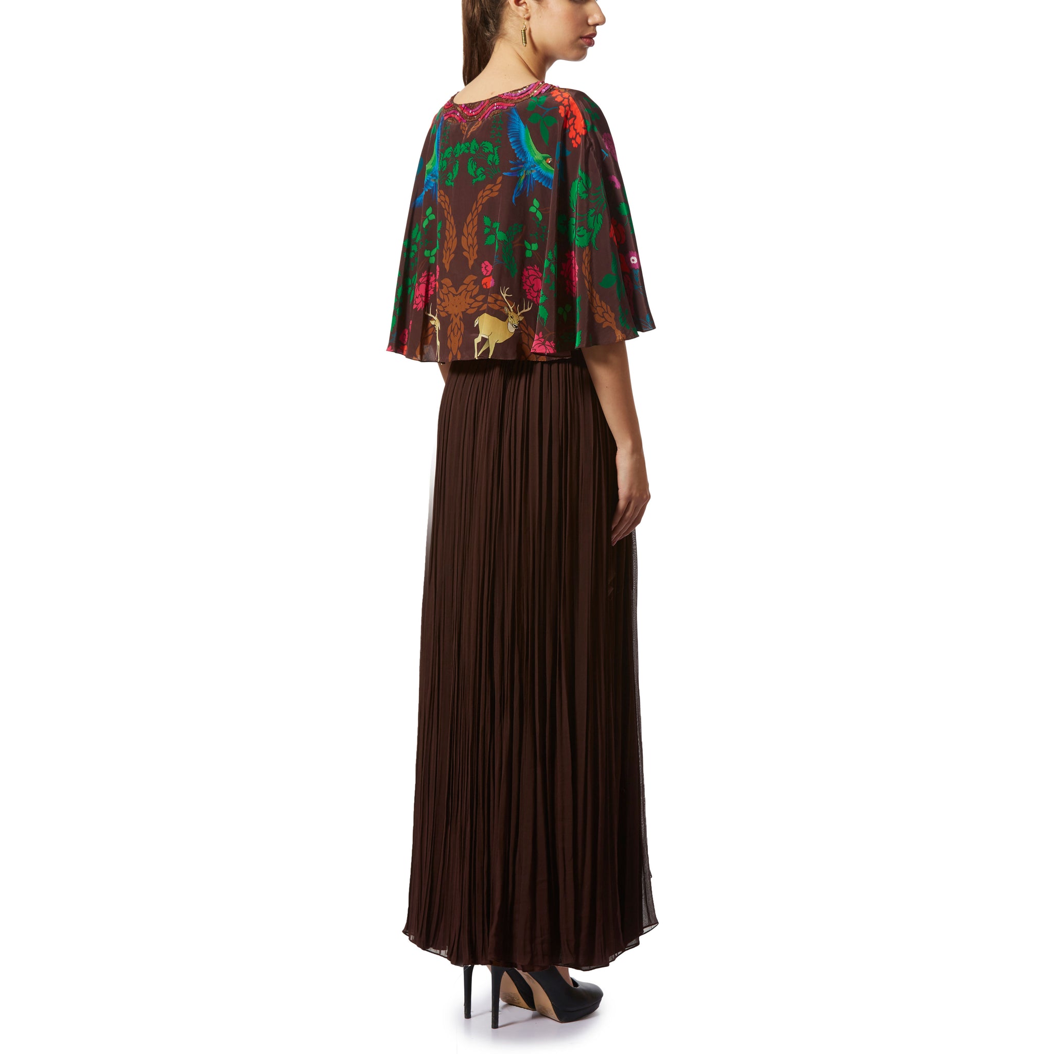 Sequins Embroidered Cape Dress