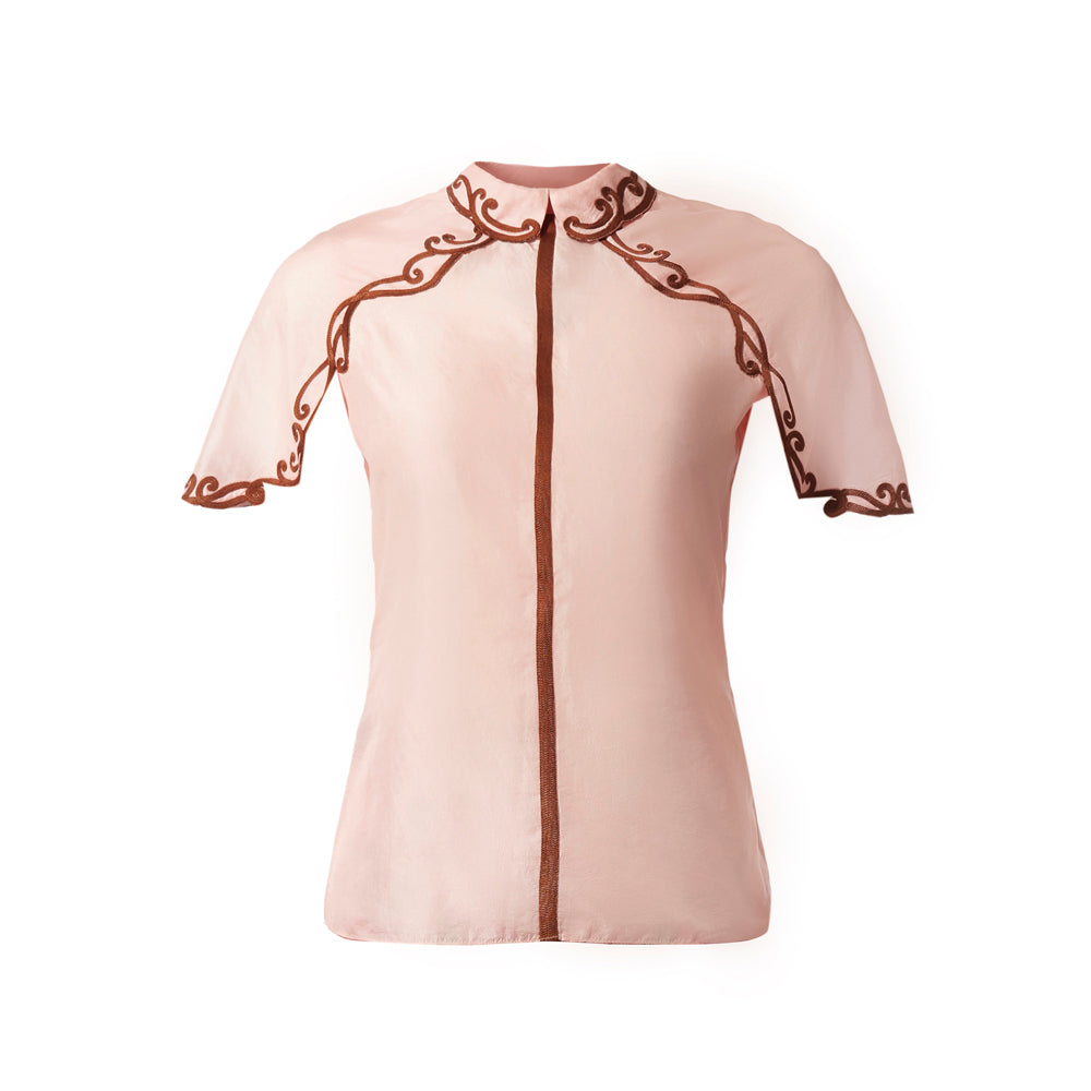 Embroidered Cape Sleeves Shirt