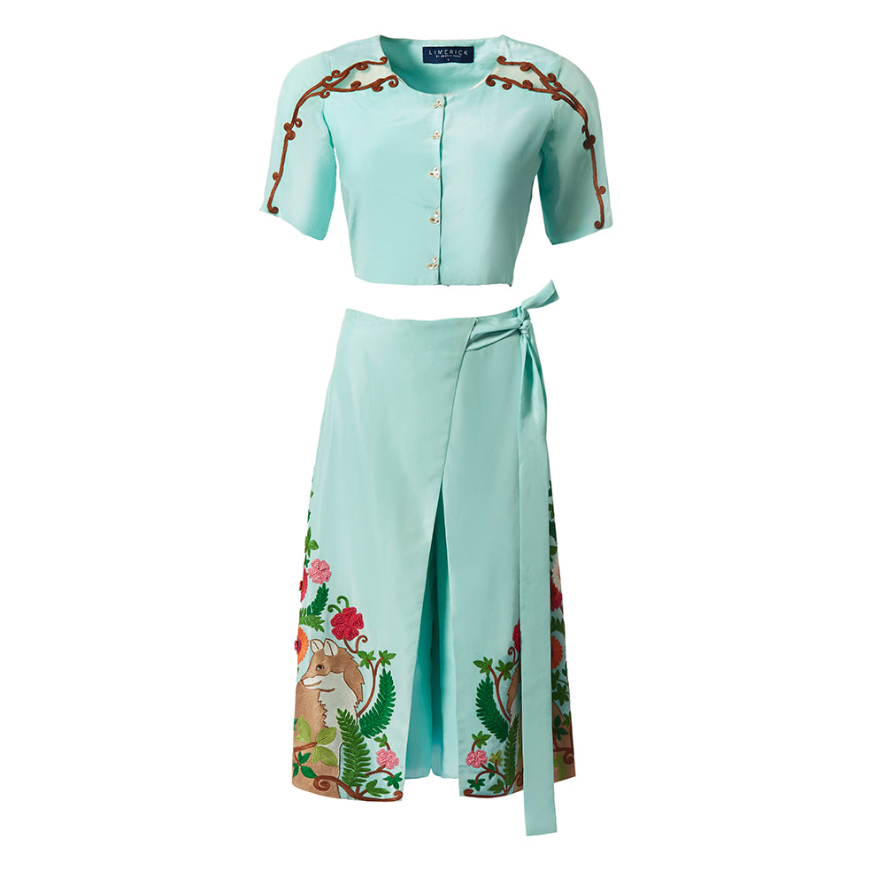 Embroidered Wrap Skirt-Culottes