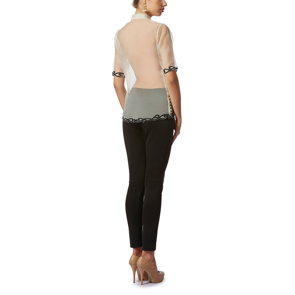 Embroidered Sheer Organza Shirt