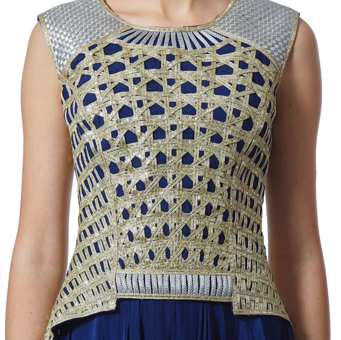 Embroidered Flared Gown