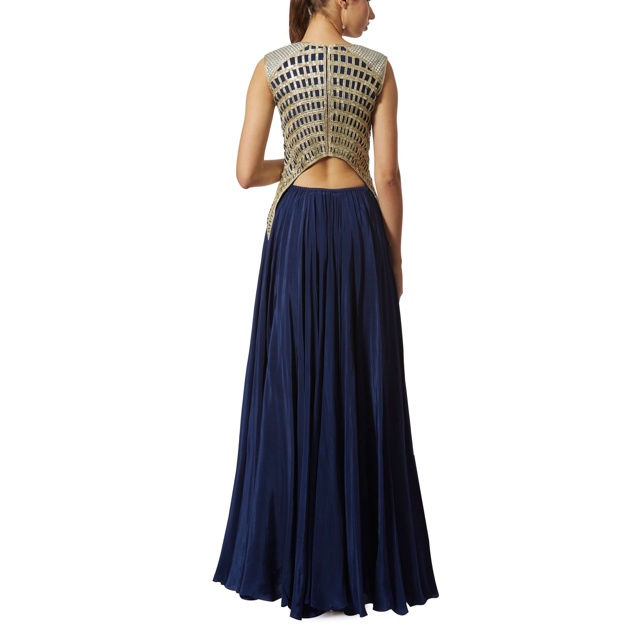 Embroidered Flared Gown