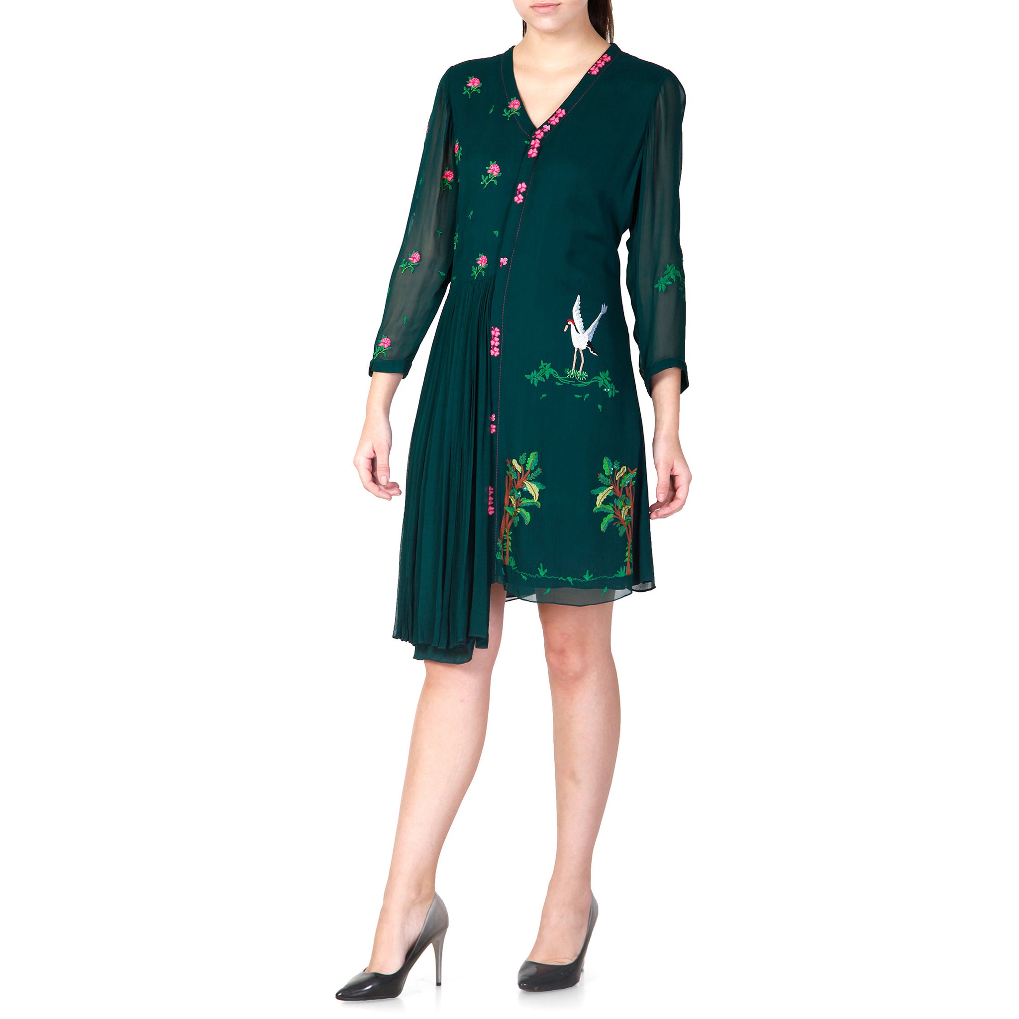 Embroidered Pleated Tunic