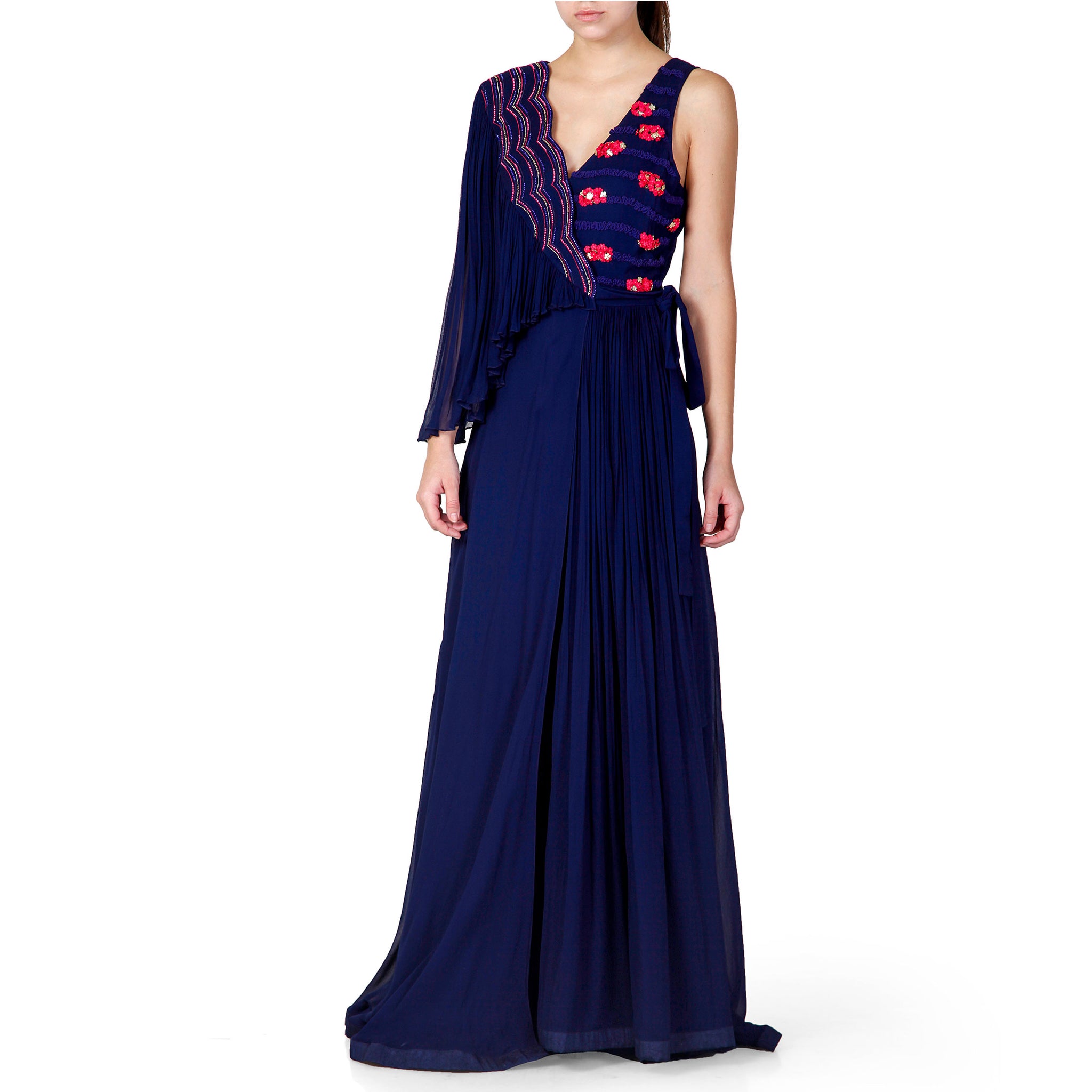 Embroidered Wrap Gown
