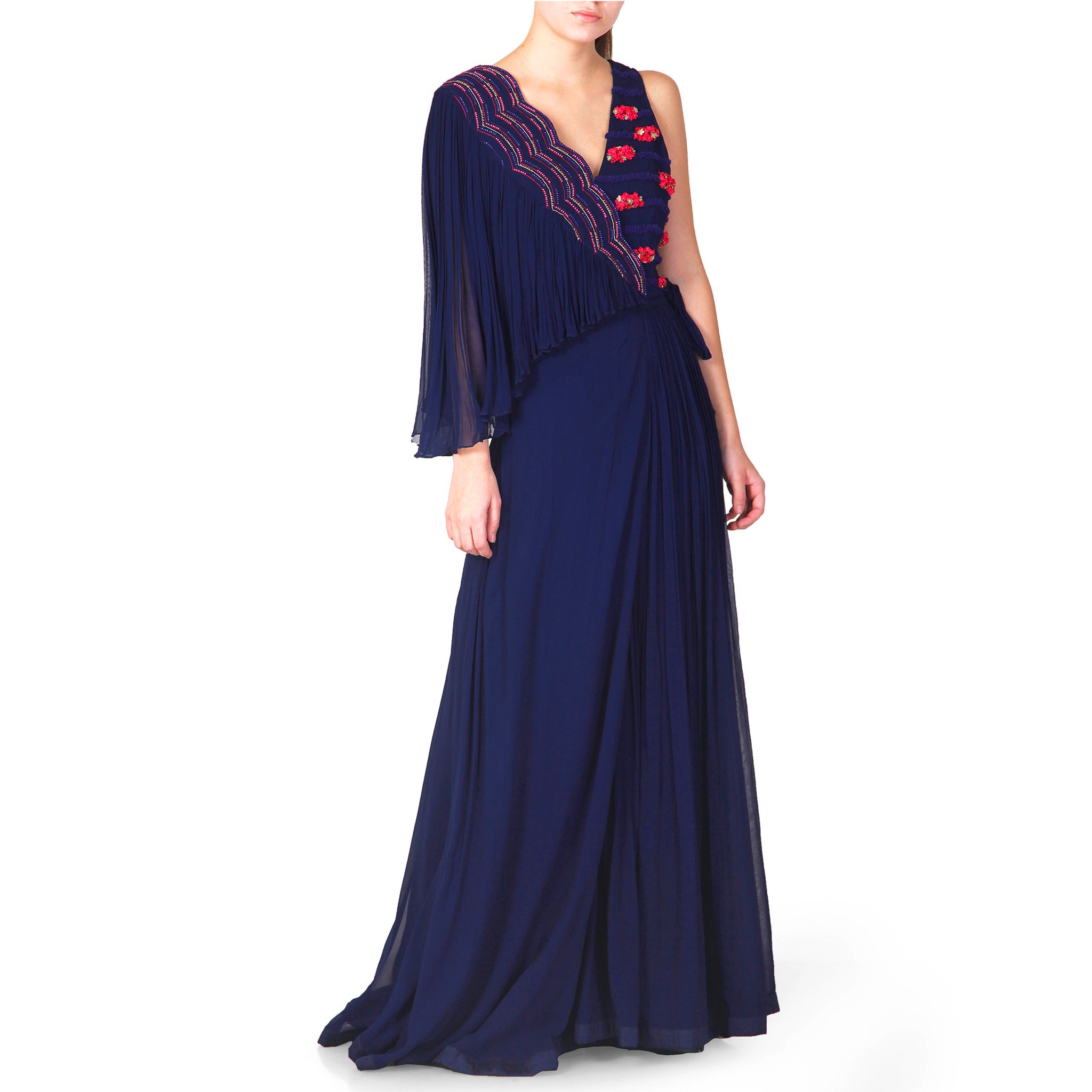 Embroidered Wrap Gown
