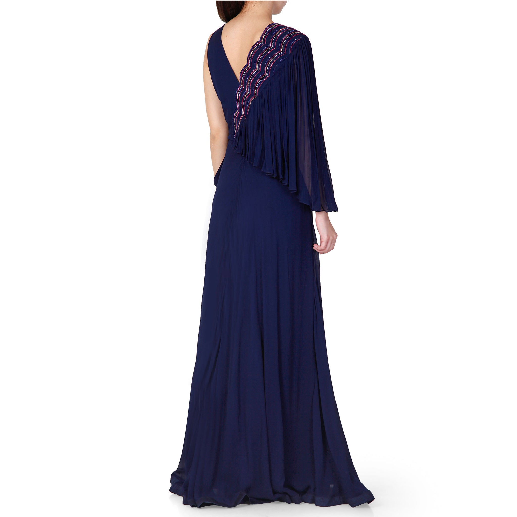 Embroidered Wrap Gown