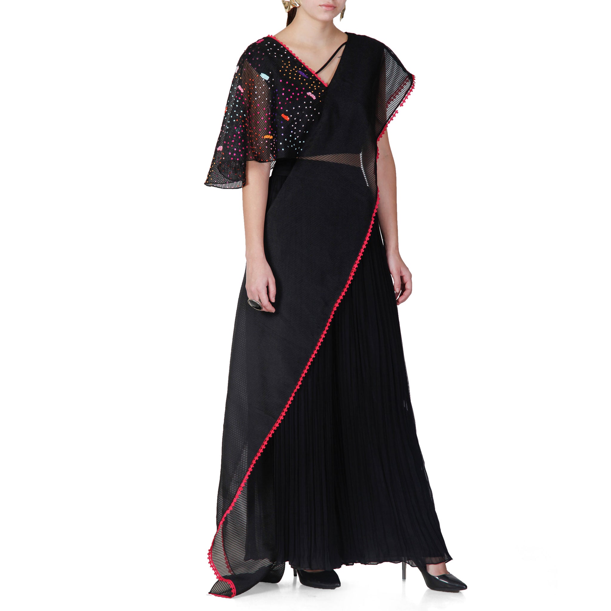Embroidered Draped Set
