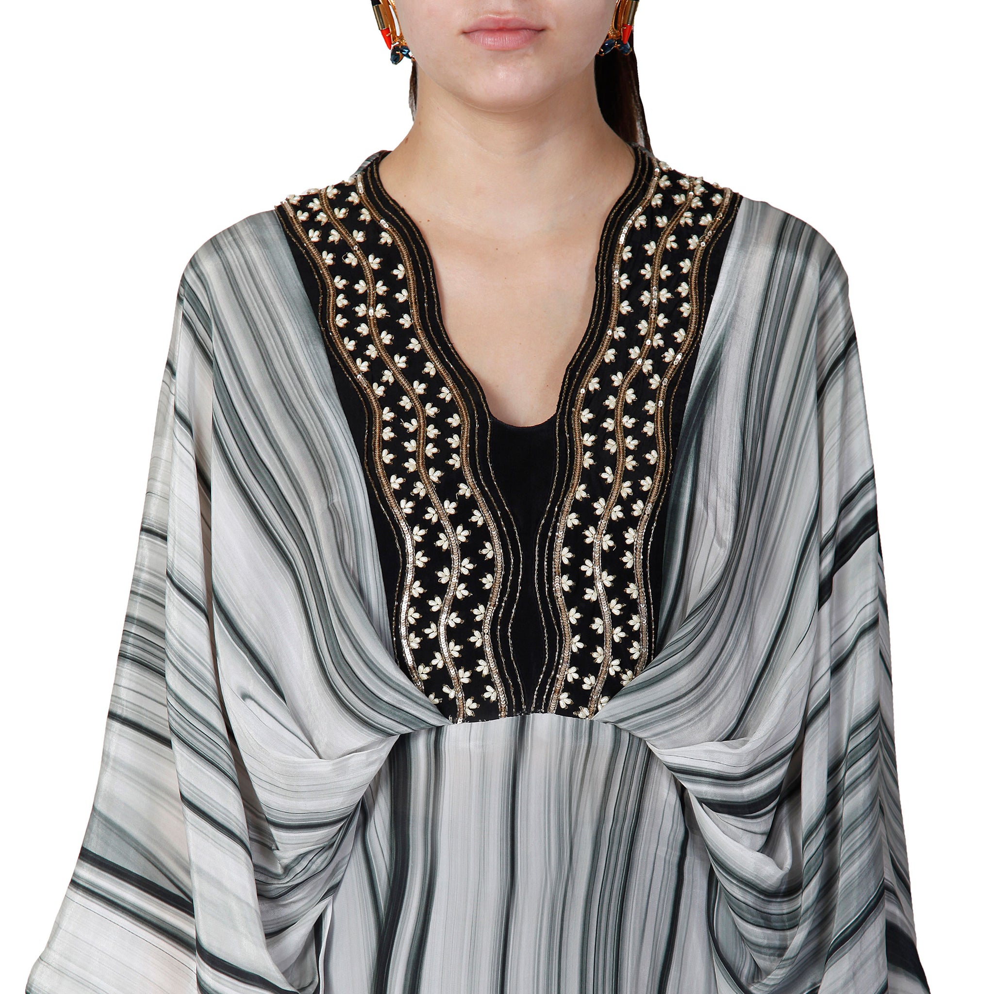 Embroidered Draped Kurta with Pants