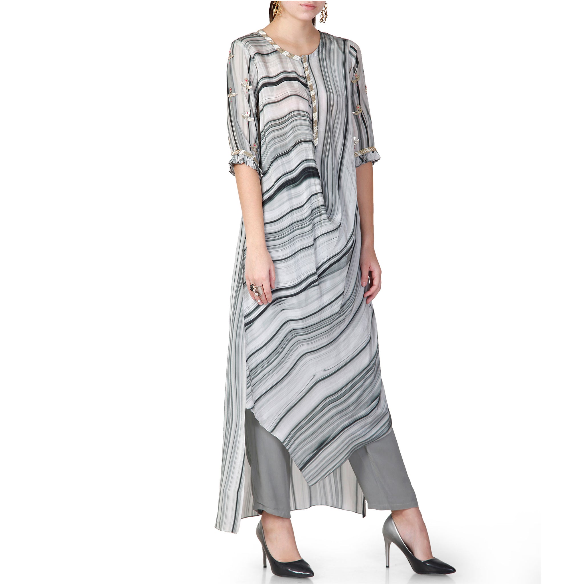 Embroidered Printed Kurta Set