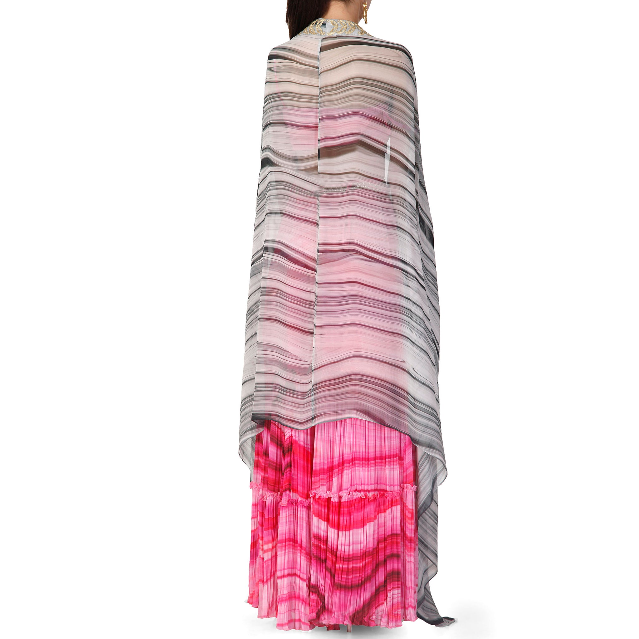 Embroidered Blouse with Sharara and Cape