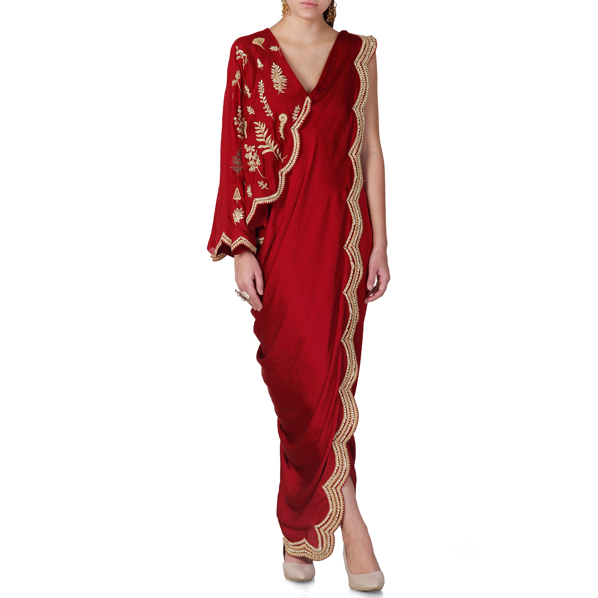 Embroidered Pre-Draped Sari