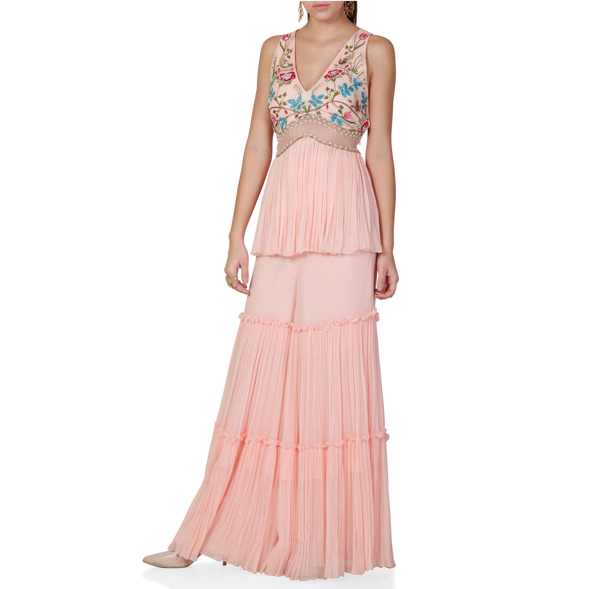Embroidered Peplum Sharara Set