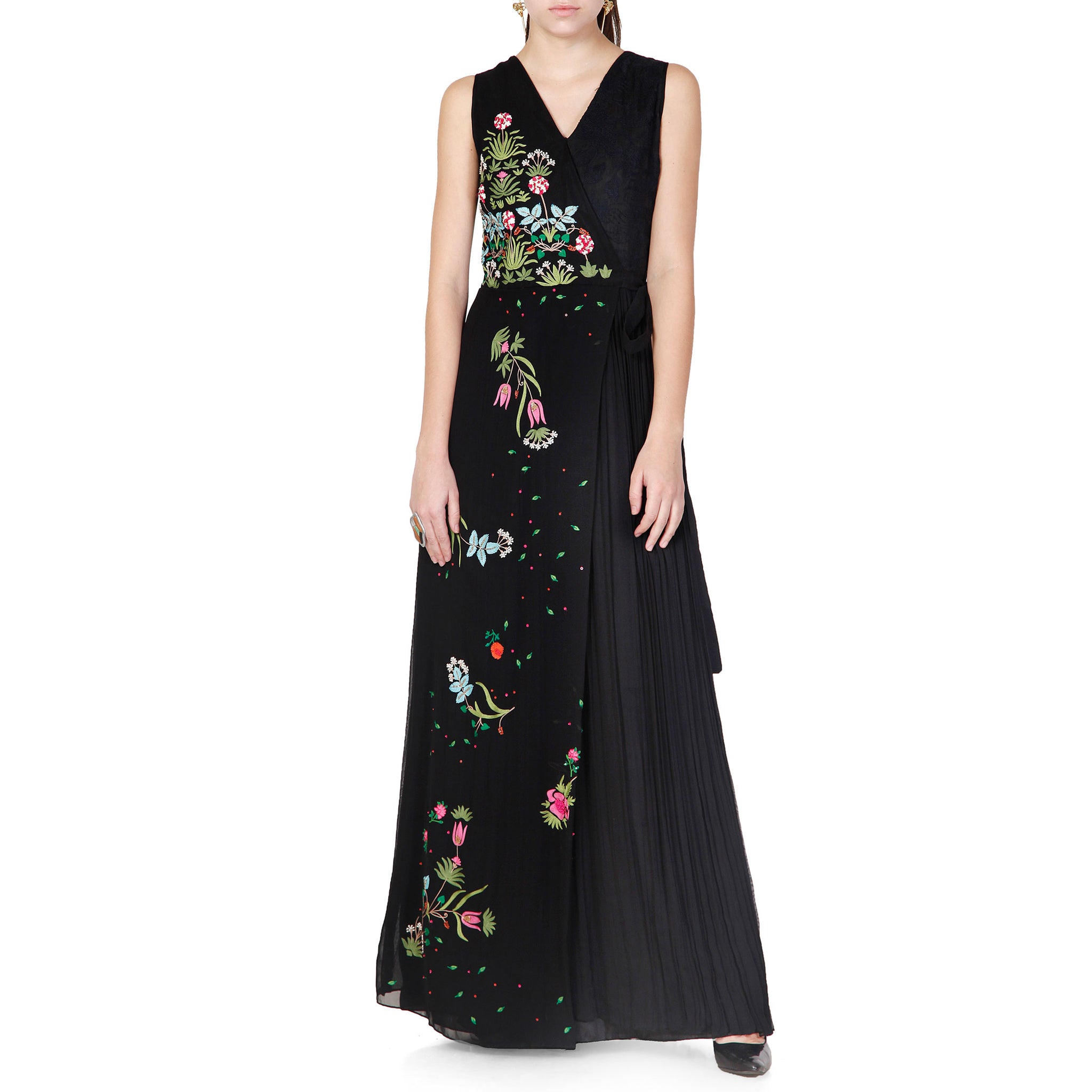 Overlap Embroidered Jumpsuit