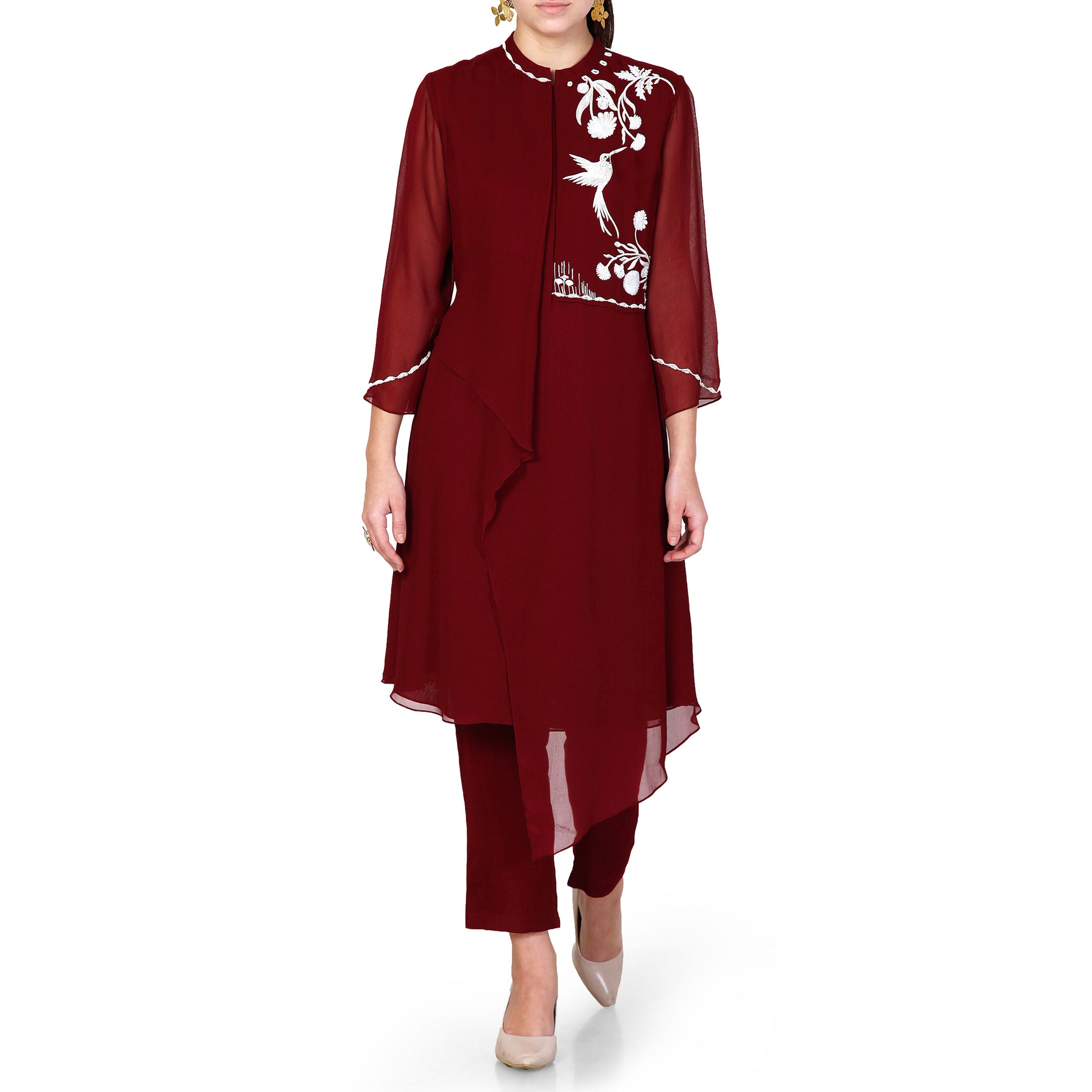 Embroidered Overlap Kurta Set