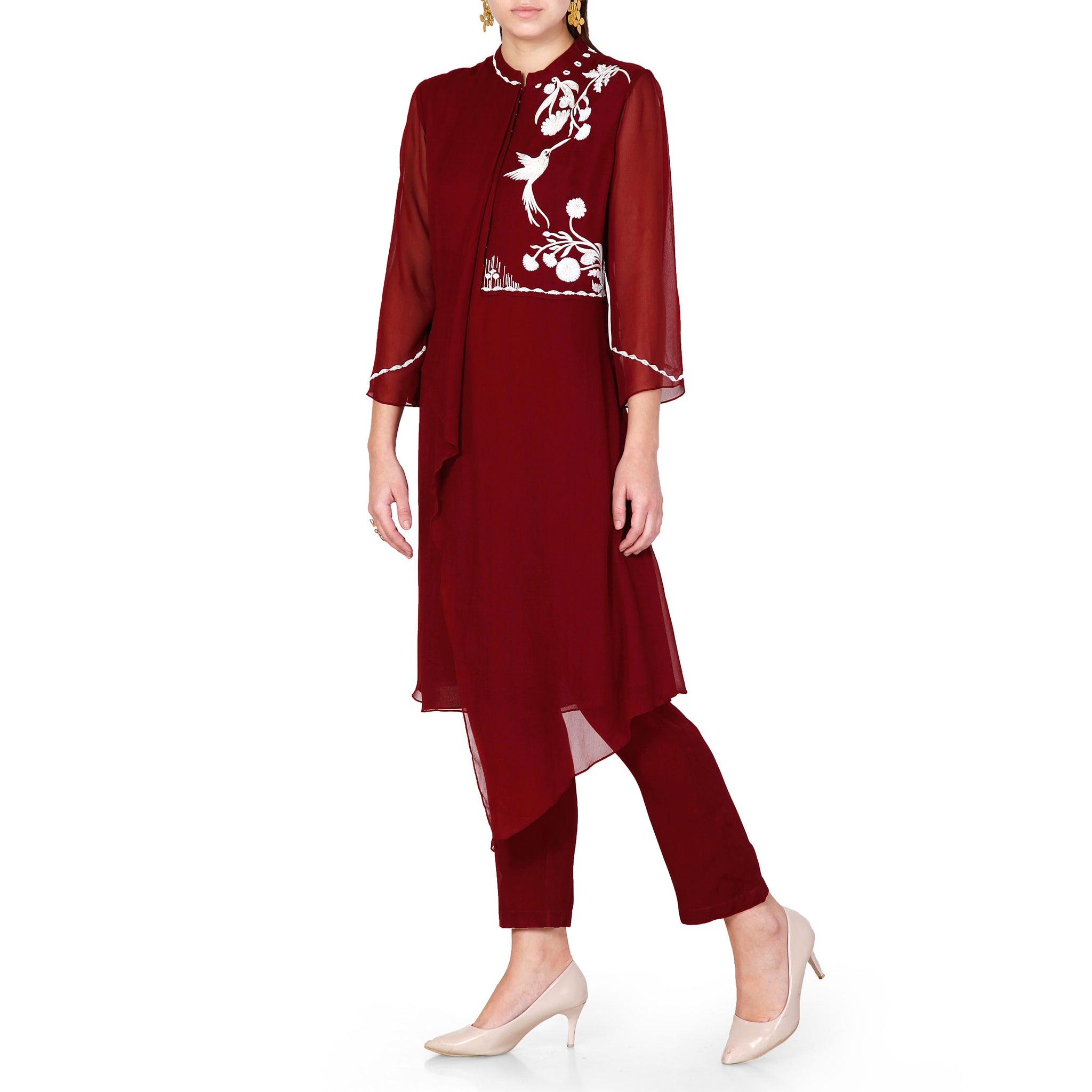 Embroidered Overlap Kurta Set