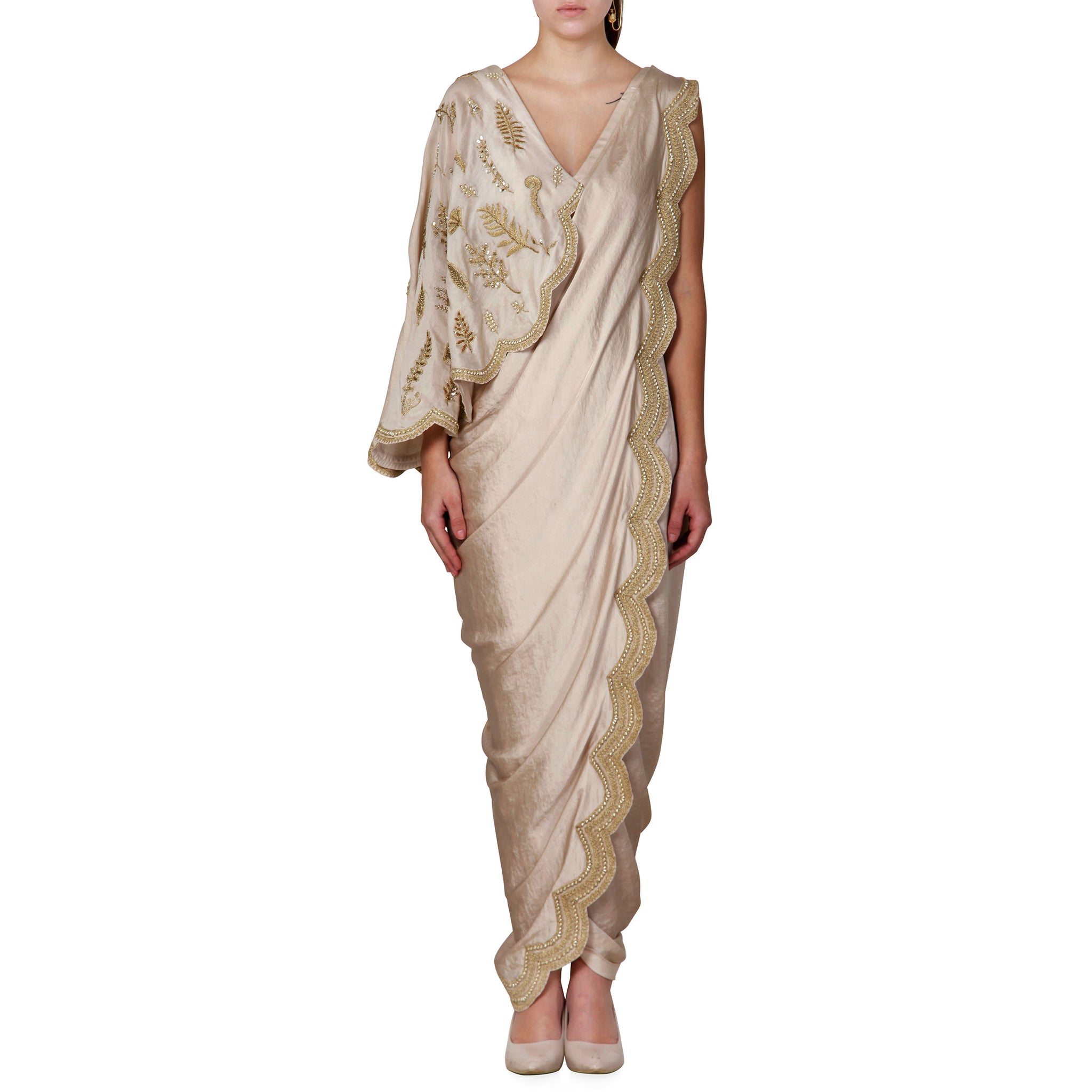Embroidered Pre-draped Sari