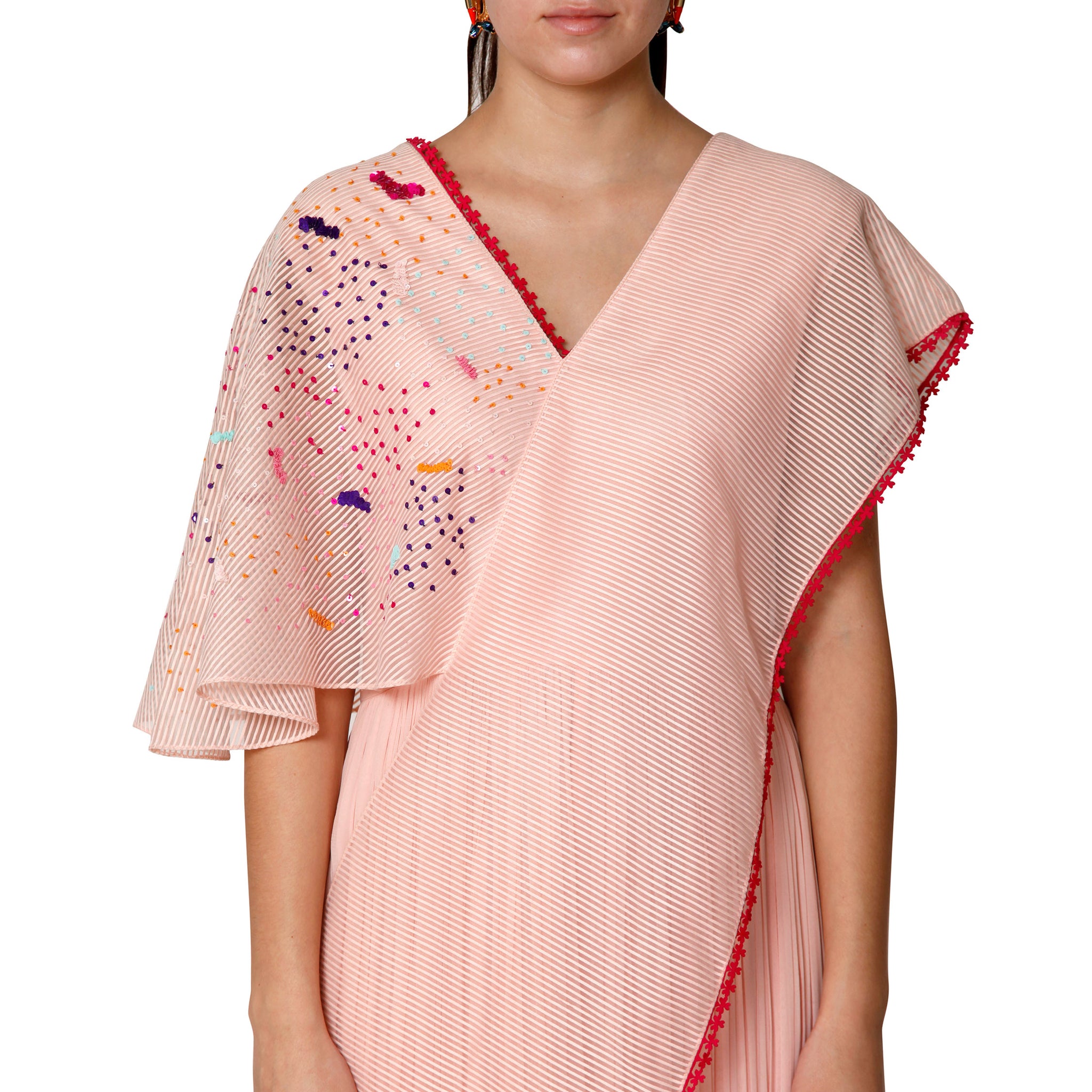 Embroidered Draped Jumpsuit