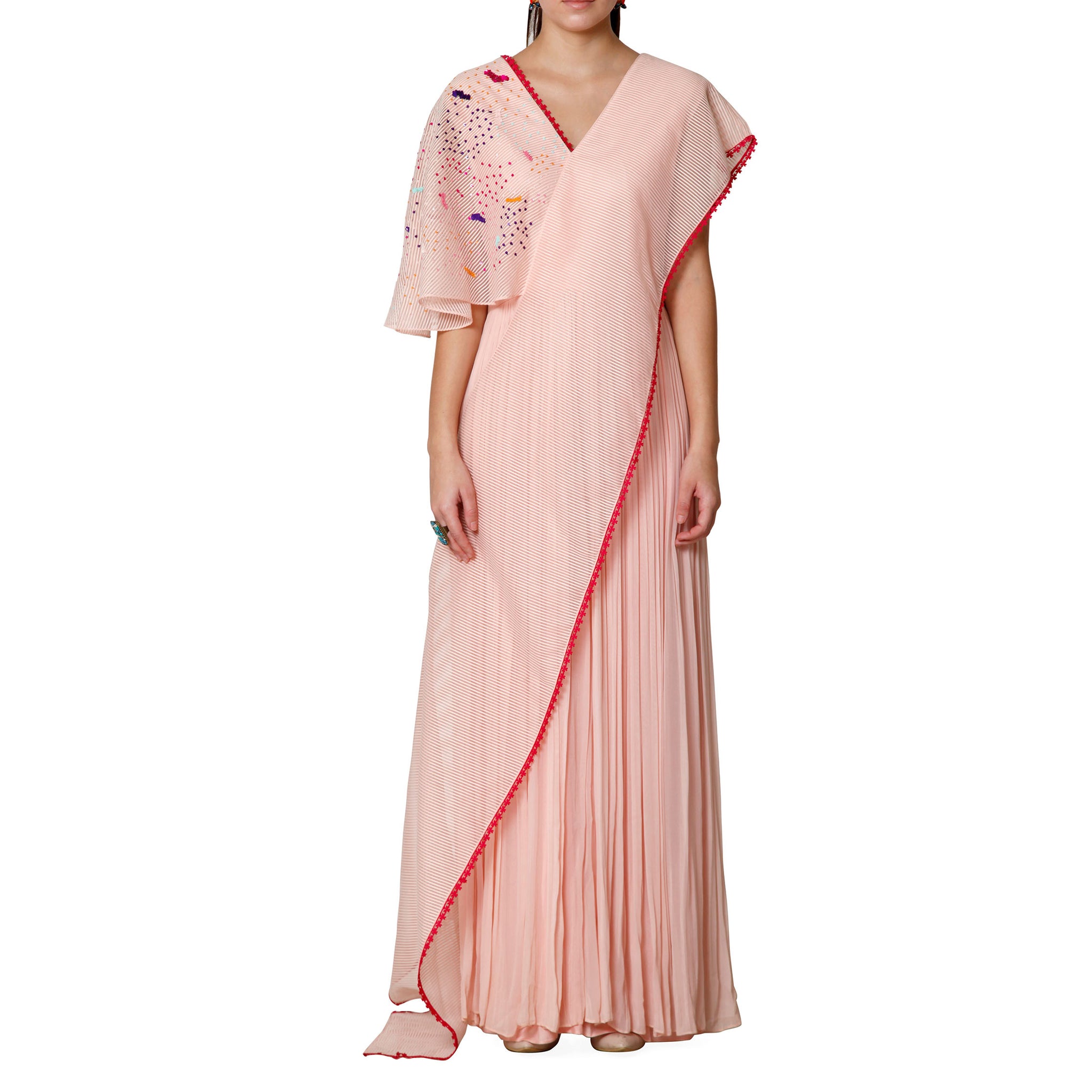 Embroidered Draped Jumpsuit